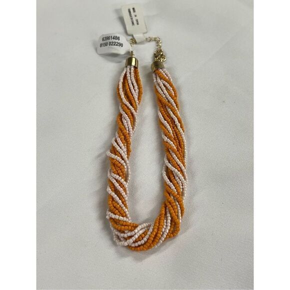 FREE PEOPLE Orange Creamsicle Santa Fe Beaded Choker Necklace New - Picture 1 of 5